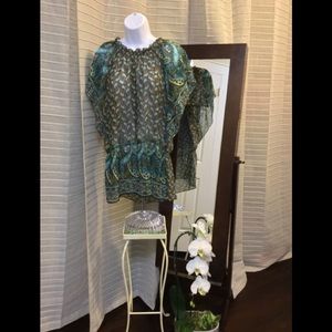 Paisley Print Sheer Blouse